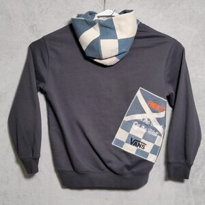 Vans x ROKIT Hoodie Mens Small Gray Checkerboard Pullover Patchwork Skater